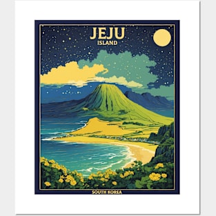 Jeju Island South Korea Starry Night Travel Tourism Retro Vintage Posters and Art